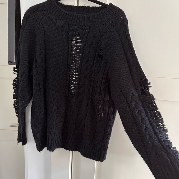 PLT Distressed Black Sweater - Picture 4 of 5